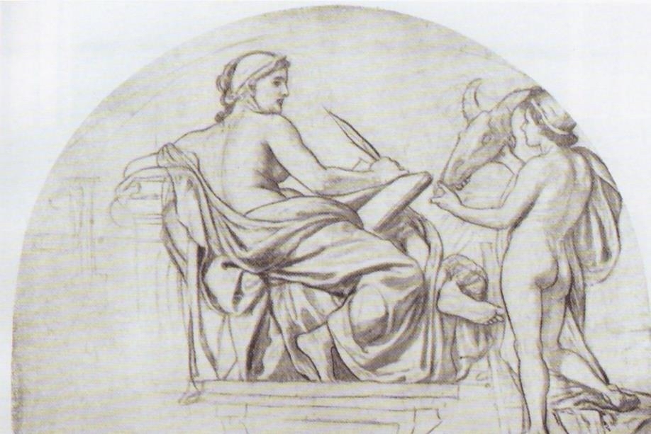 MTA Székház Díszterem Lotz Károly nagy falképvázlata: A természettudományok allegóriája, 1887–1888